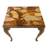 Vintage side table in marble with a bronze finish, Louis XV style.