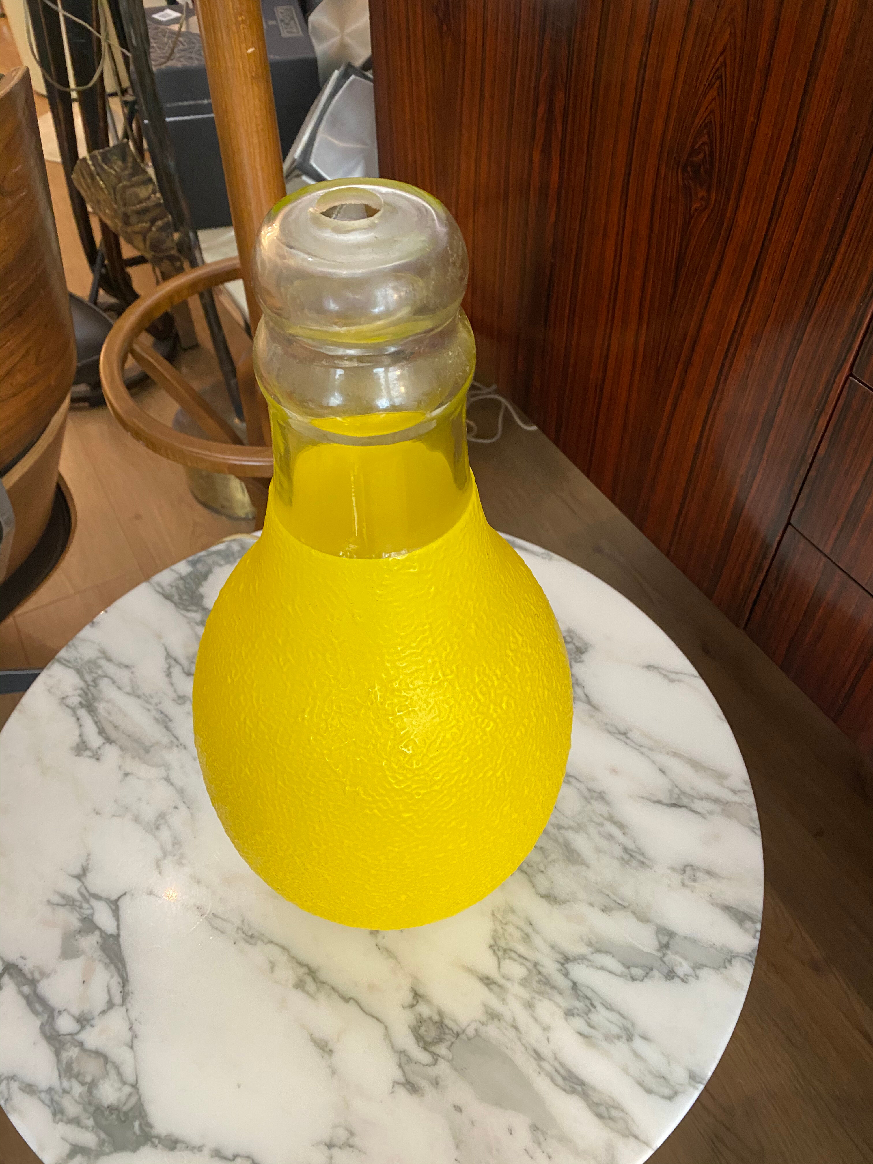 Large glass bottle lamp from the 70s