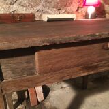 Oak/poplar side table with drawer