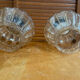 Pair of Vintage Suspension Lights with Iridescent Moulded Glass + Gold Metal