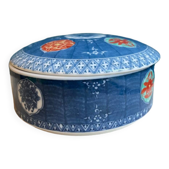Chinois vide poche bijoux porcelaine céramique Asie fleur asiatique japonisant bleu peinte motif