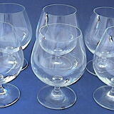 Suite of six tasting glasses of colorless crystal cognac