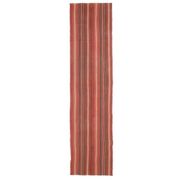 Vintage Turkish hand-knotted wool cotton red kilim runner rug 75x312