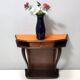Beech and Walnut Root Console Table with an Orange Glass Top, Italy
