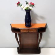 Beech and Walnut Root Console Table with an Orange Glass Top, Italy