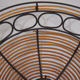 Rattan and wrought iron hanging lamp