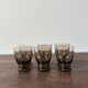 Ensemble de 6 verres années 70 pieds anneaux gris fumé vintage