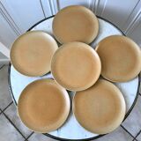 Set of 6 70s stoneware dessert plates