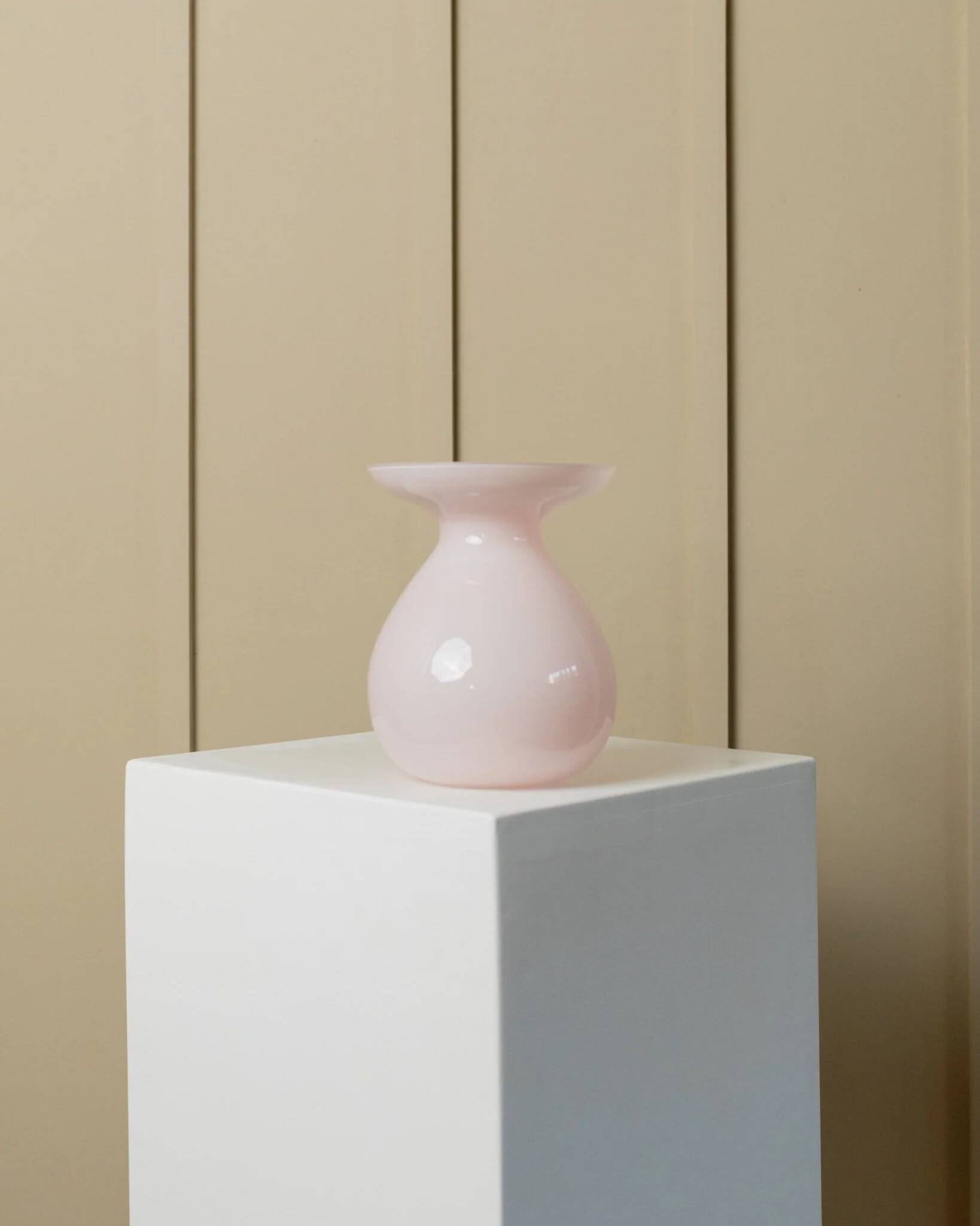 Pink opalescent glass vase by Ikea (2000s) designed by Barbro Wesslander & Pia Amsell