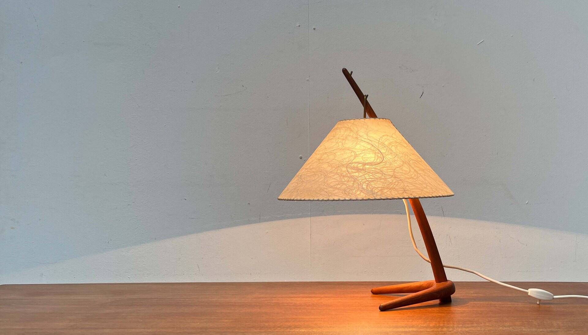 Dornstab table lamp in modern teak from the mid-century by A. Pöll for Kalmar, Vienna, 1950s.