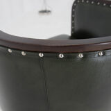 Bauhaus Tubular Armchair in Green Leather,  1930s, Restored