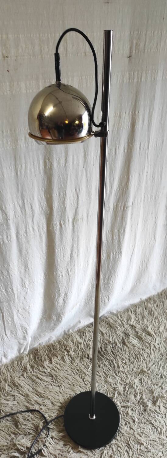 Eyeball type floor lamp/reading light in chrome metal - 1970s