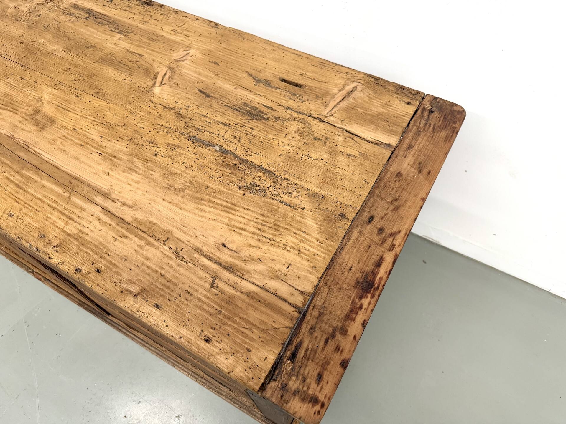 Very large pine trade counter, circa 1920.