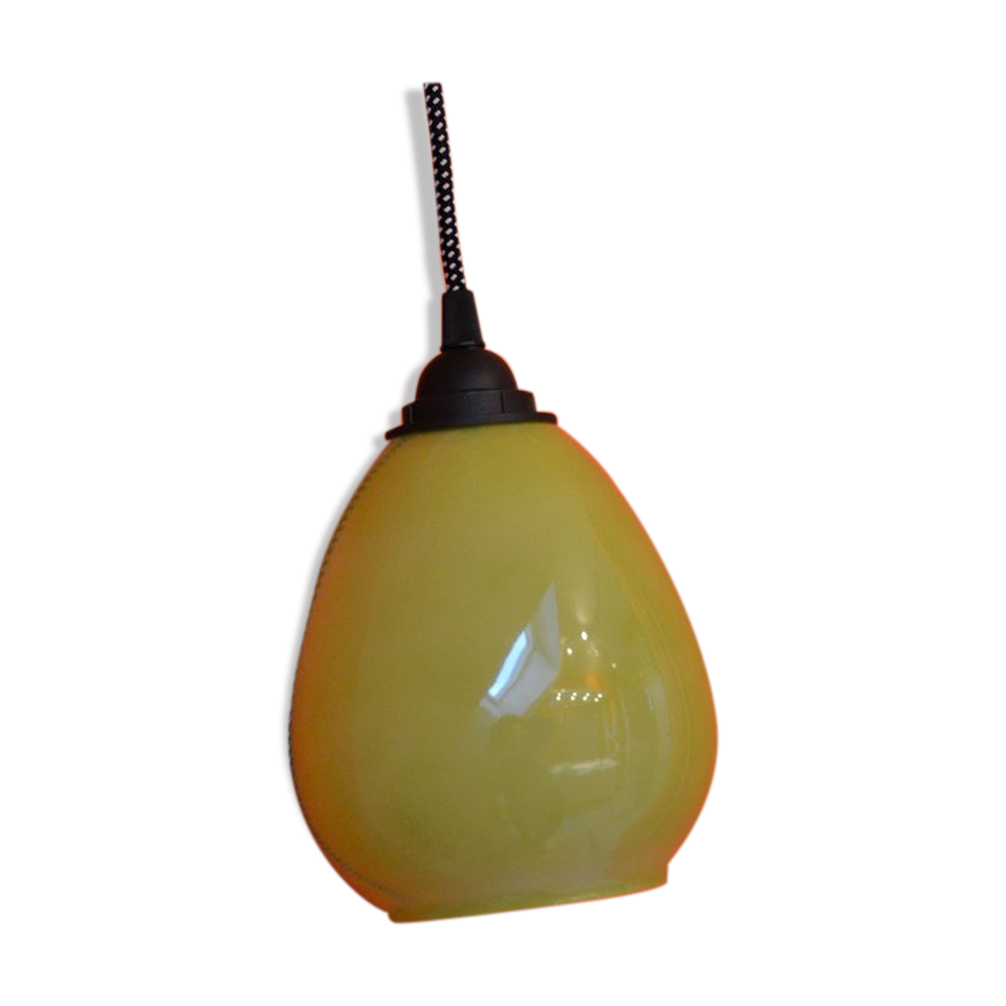 Sixties pop glass walk-in lamp - green colours and black and white cord