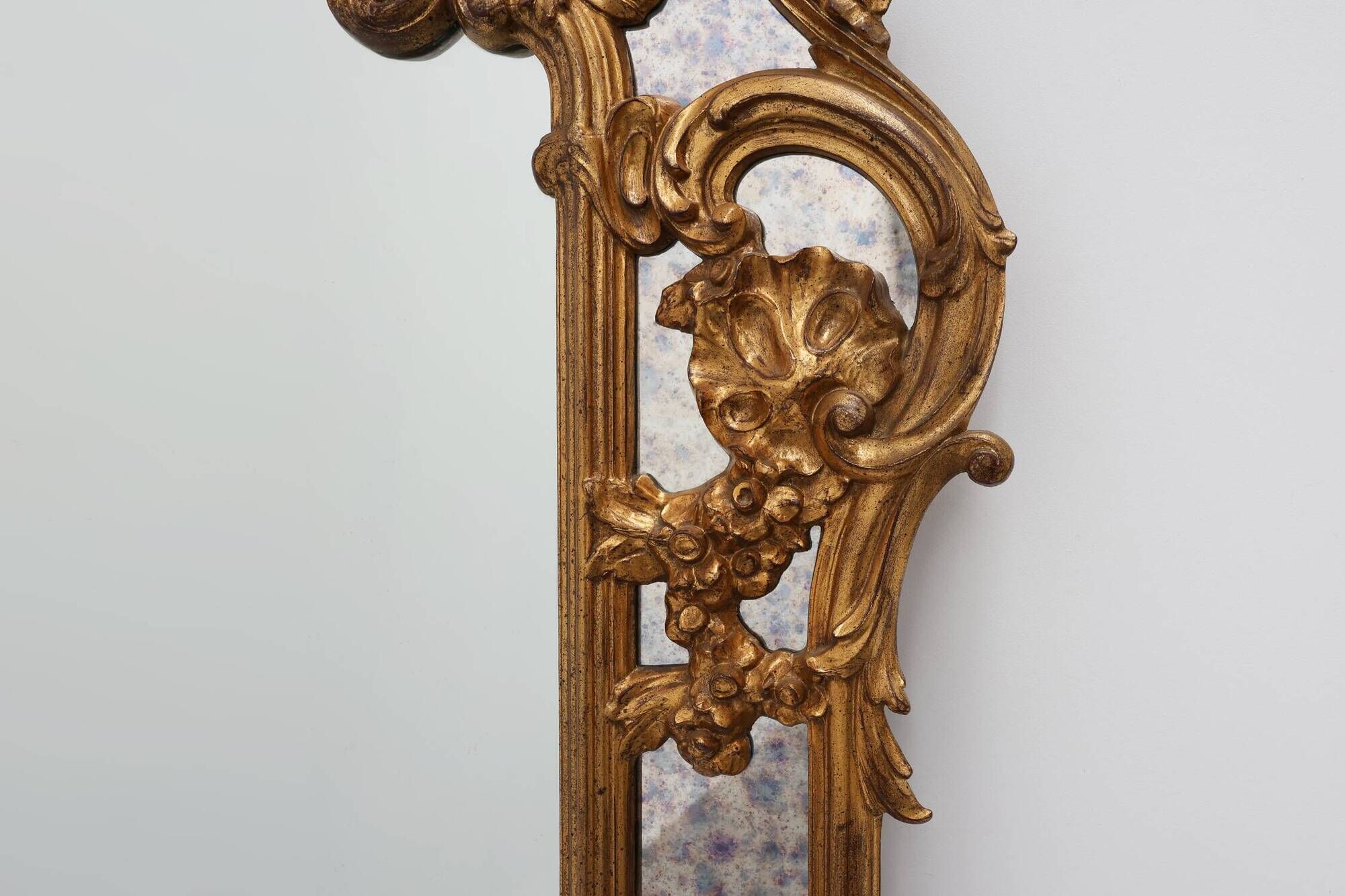 Rococo style gilt mirror with marbled glass border by Deknudt, Belgium, 197