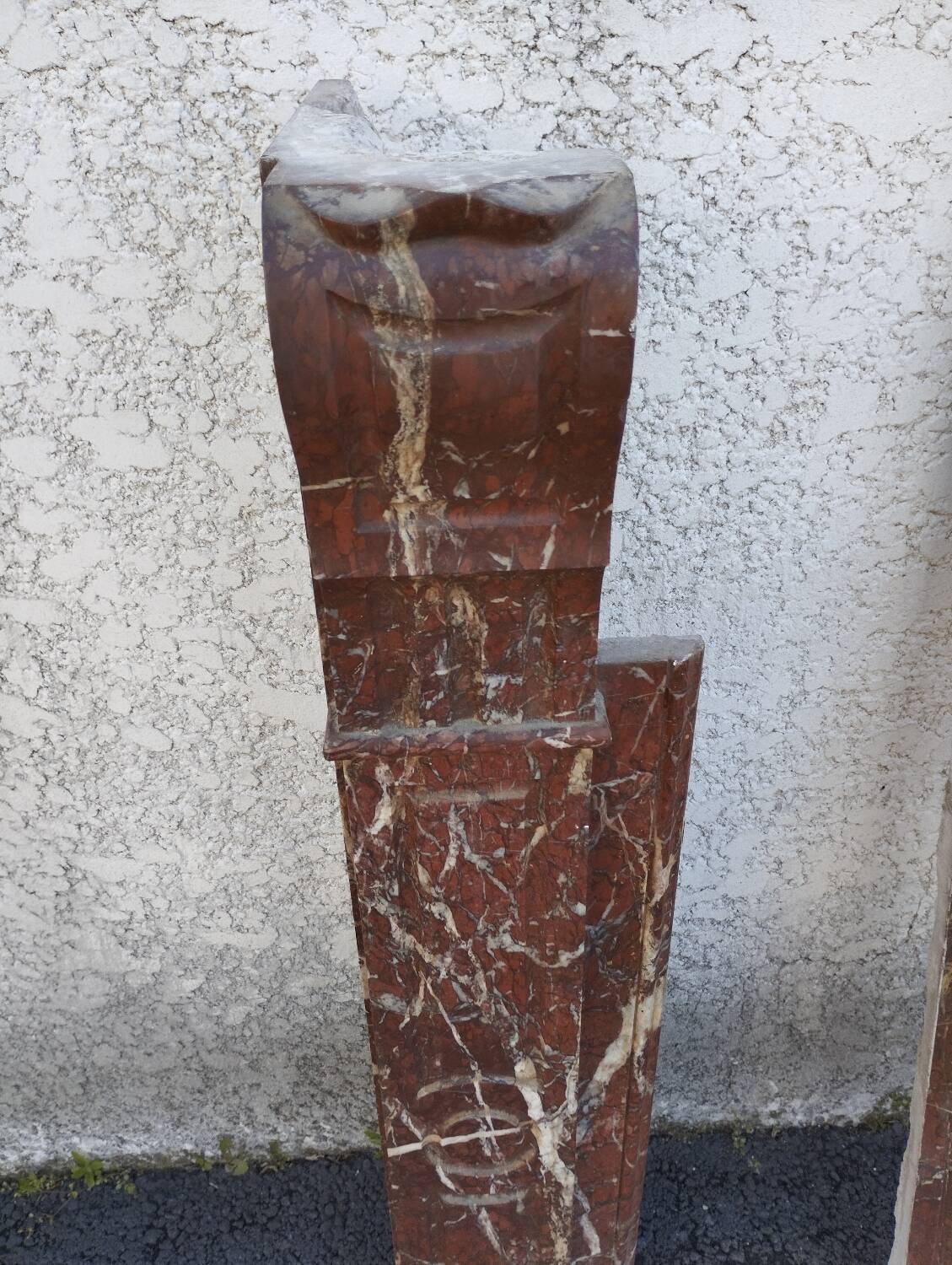 Old Louis XV red marble fireplace