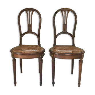 Pair of Empire mahogany canned chairs