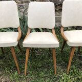 Set of 6 white chairs 1960