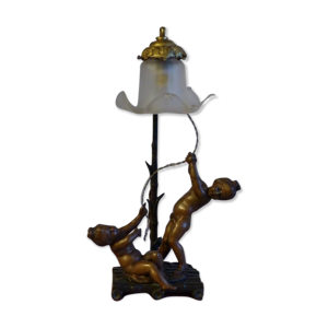 Lampe aux deux enfants en régule