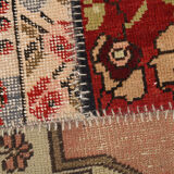 5x8 Neutral Red Beige Oushak Patchwork Rug 245x168Cm