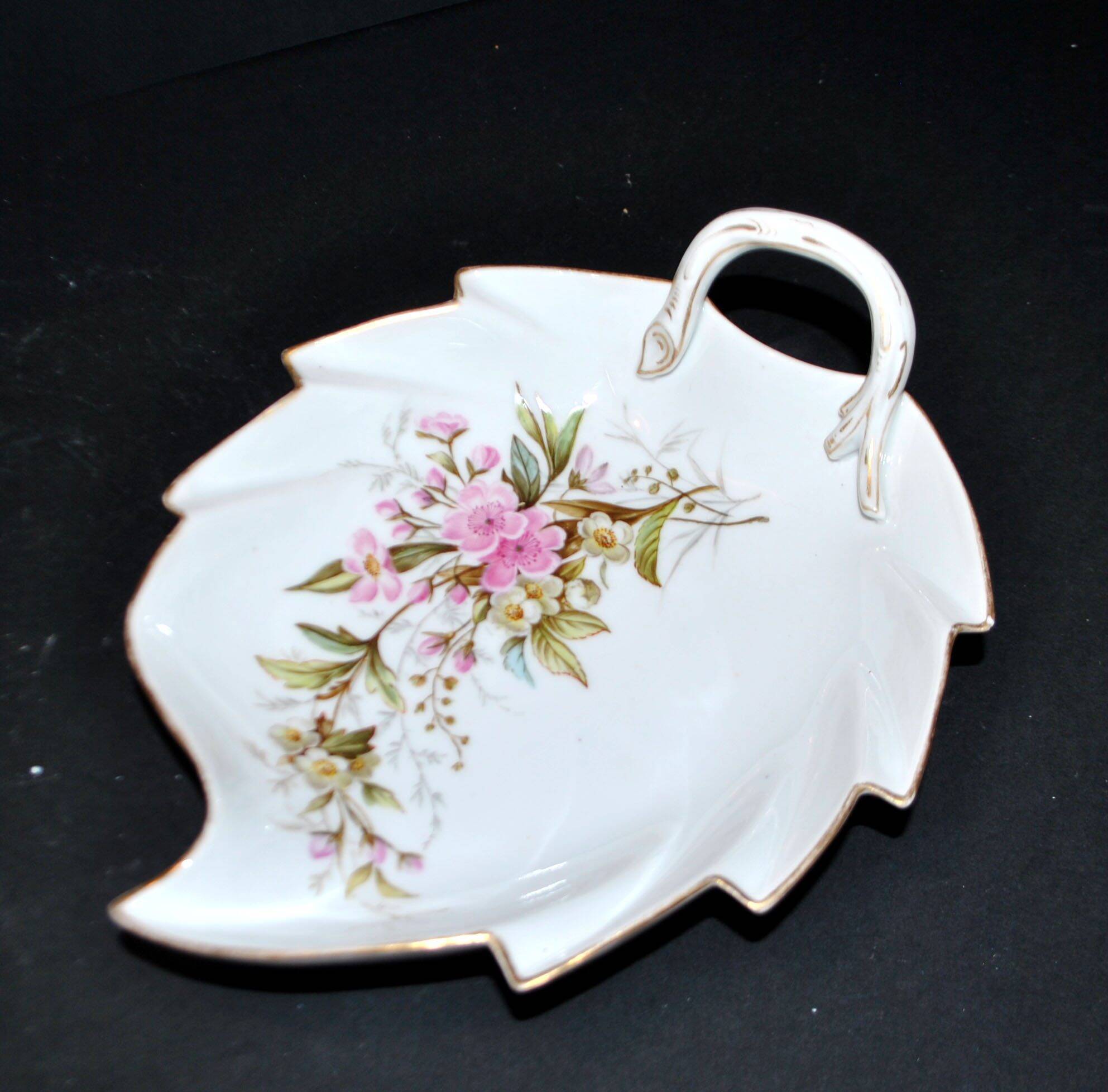 Meissen porcelain dish with pink floral decoration, signed Meissen