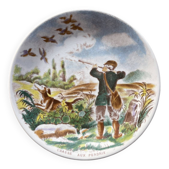 Sarreguemines dessert plate "Partridge hunting"