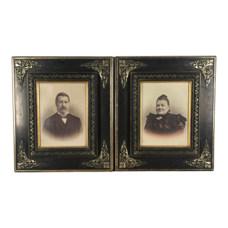 Pair of photographed portraits (1899) in Napoleon III frame