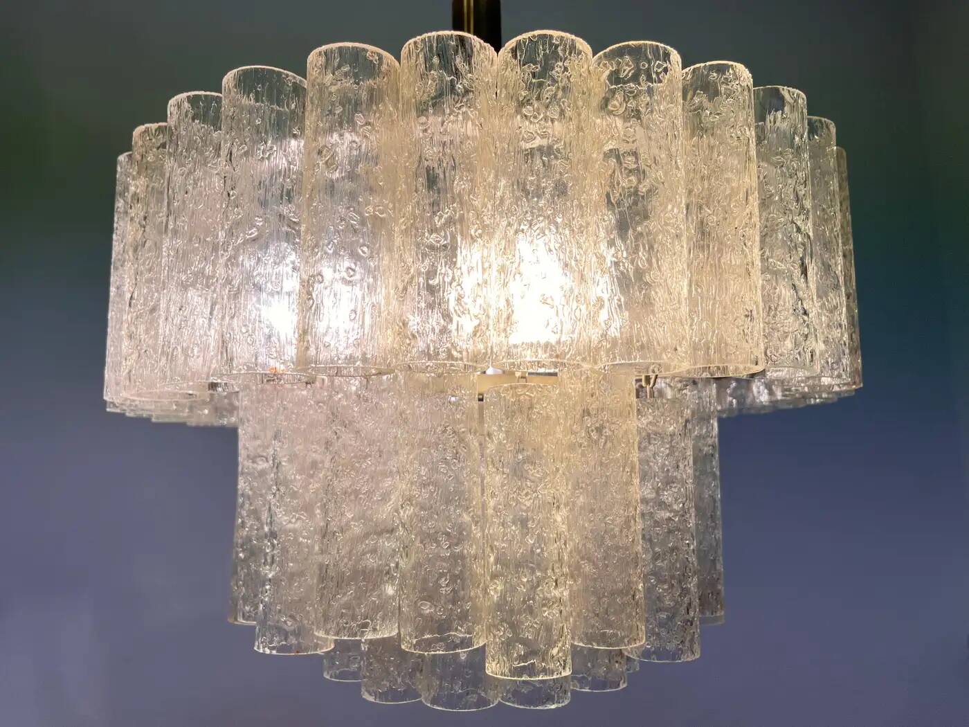 XL design midcentury glass chandelier by Doria, 1960s / Germany