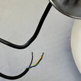 "Les Actuelles" chrome metal arc design pendant light by Lucien Gau, Paris 1960