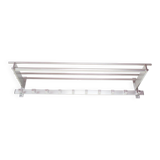 Large wall-mounted coat rack in aluminium with shelf, c. 1980 (100 cm)