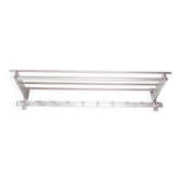 Large wall-mounted coat rack in aluminium with shelf, c. 1980 (100 cm)