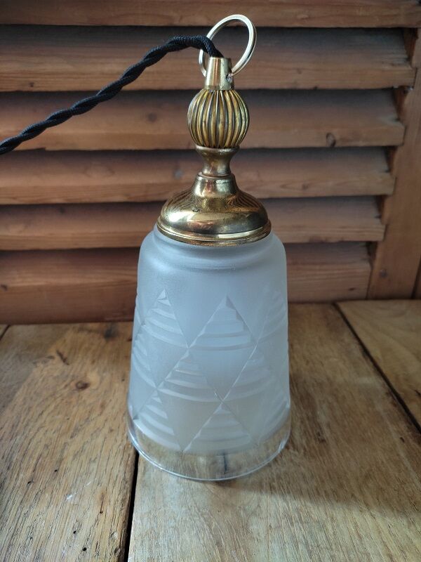 Walker lamp lampshade tulip frosted glass paste art deco