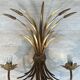 Pair of Golden Metal Wall Lights with Wheat Sheaf Decoration, Circa 1970