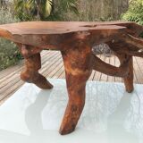 Brutalist teak root coffee table