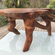 Brutalist teak root coffee table
