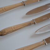12 art deco silver metal dessert or cheese knives 20.5 cm AR monogram
