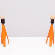 Lampes de table Voss Belysning en émail orange, années 1950, Danemark