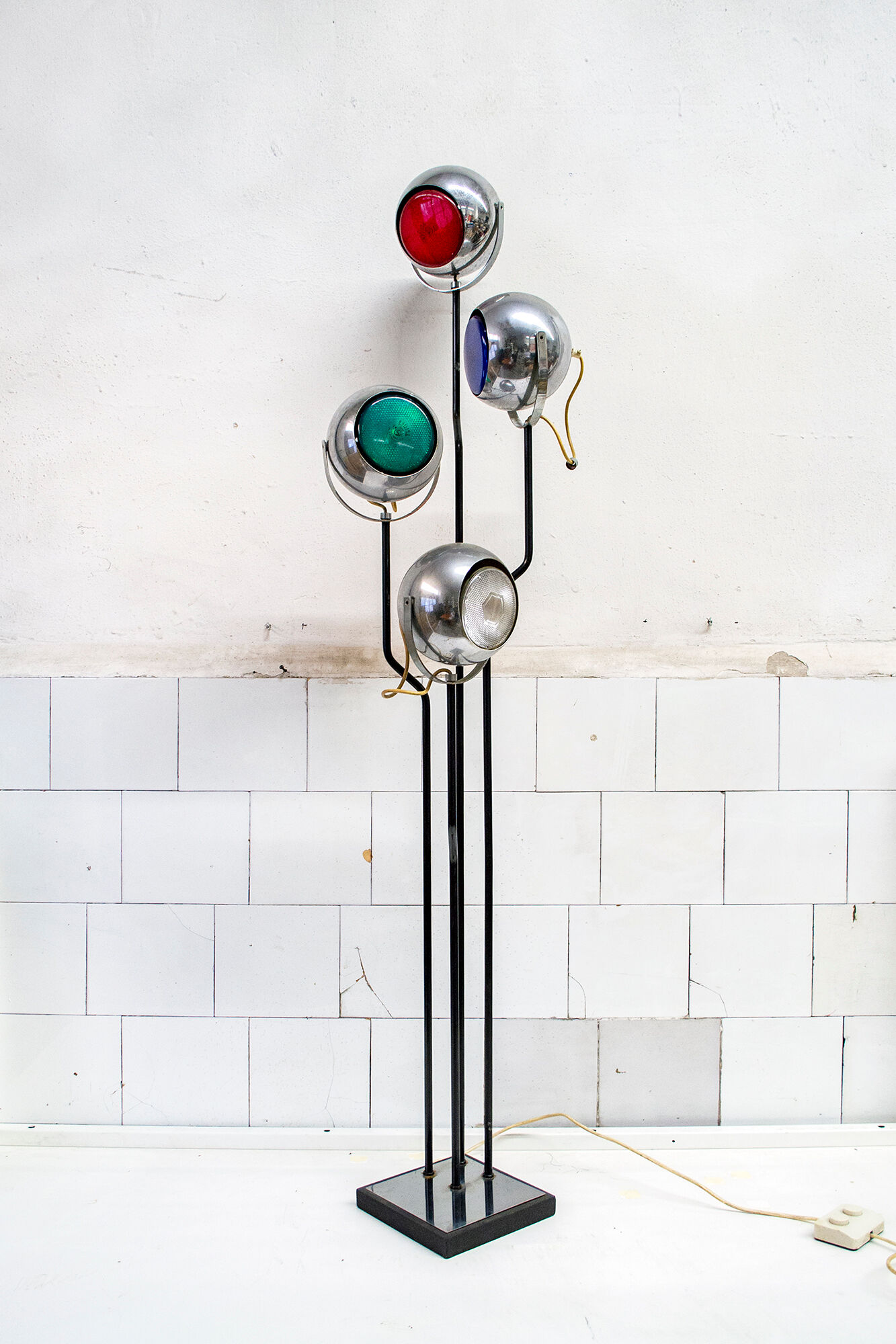 Goffredo Reggiani lamp for Reggiani, double ignition, coloured lights, Italy, 1960s