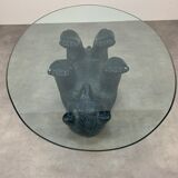 Bear coffee table, vintage glass top