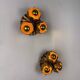 French floral bouquet three-light ceiling or wall light, gilt iron, 1940s