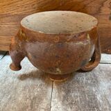 Ancienne théière en grès pyrite marron beige + bouchon liège vintage