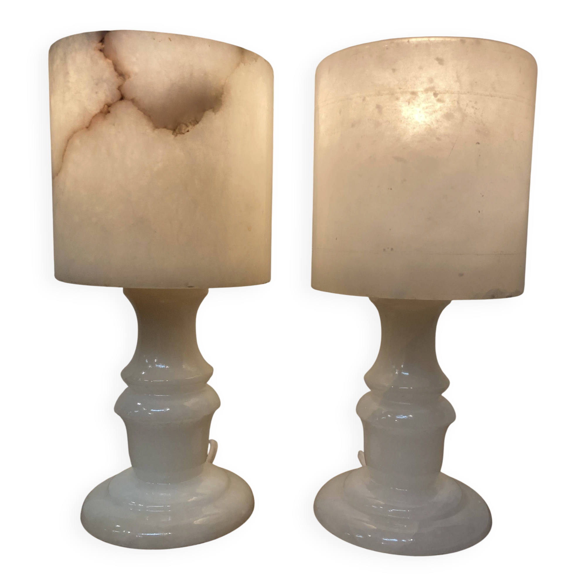 Paire de lampes en albâtre design 1950.