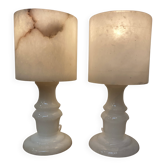 Paire de lampes en albâtre design 1950.