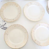 Villeroy and Boch flat plate service, batch of 12 plates, vintage, ceramic, white, gold, parties, vintage, chic