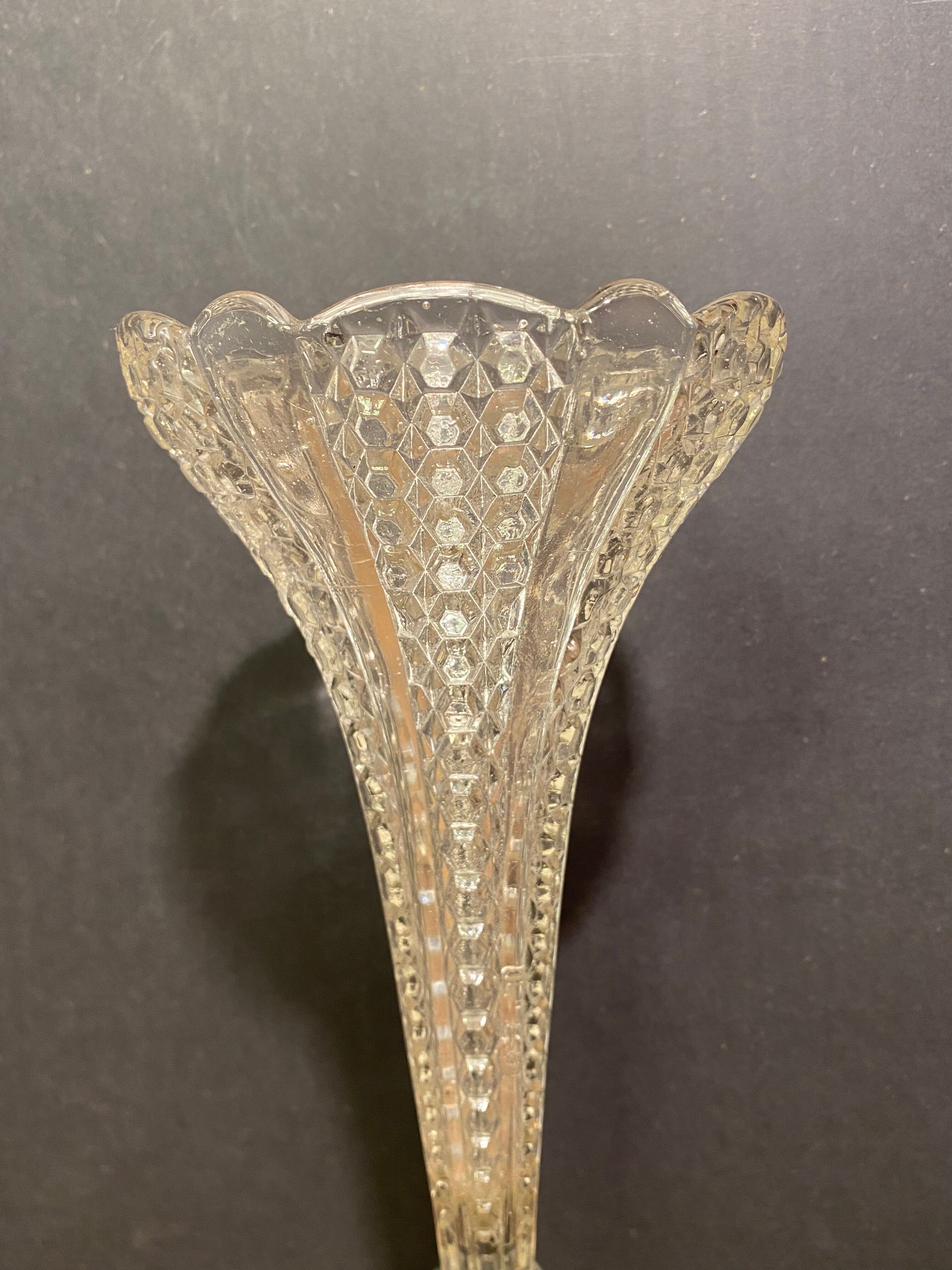 Cone vase, cut crystal bouquet (most certainly baccarat, saint louis ...)