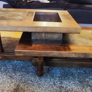 Oak coffee table Wood slate France 1960s