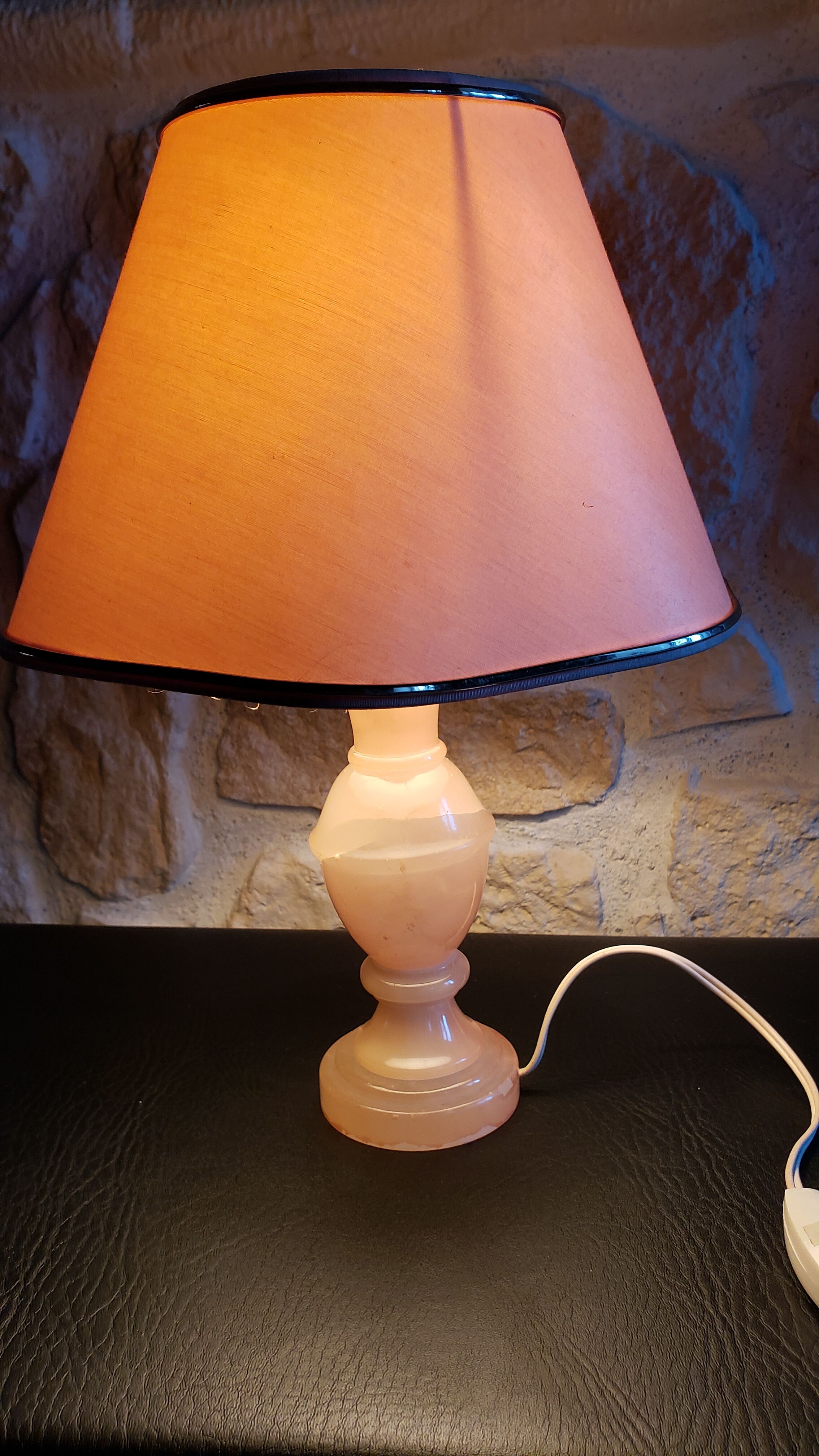 Bedside lamp pink marble foot