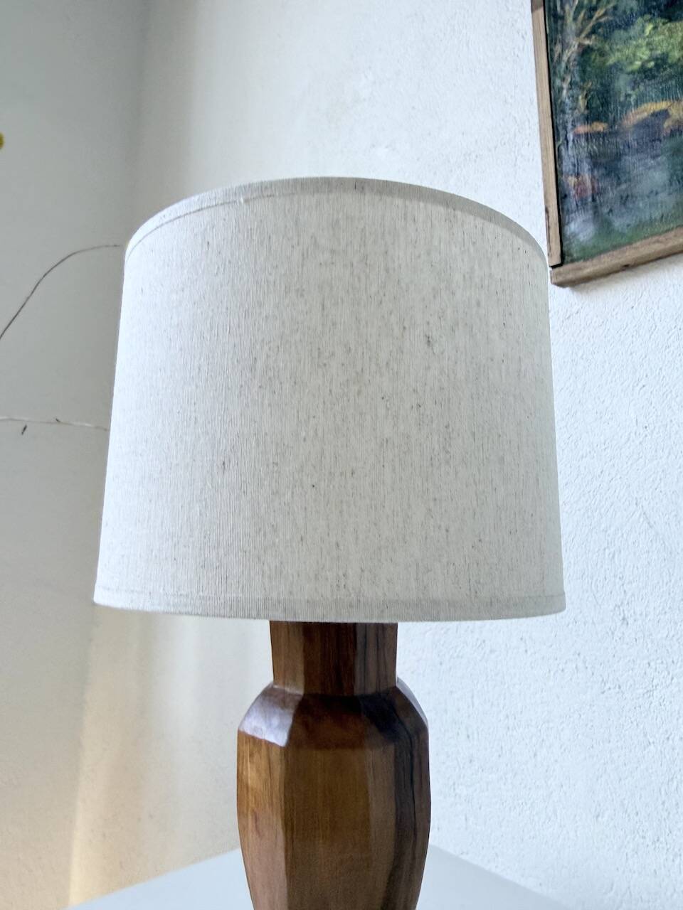 Brutalist walnut table lamp 1950