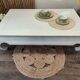 Table basse en bois exotique avec son verre securit de protection