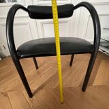 Danish design chair from the 80s, black tubular metal and faux leather.